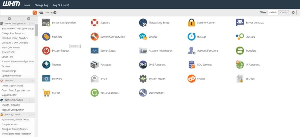 WHM (Web Host Manager) arayüzünde çoklu müşteri hesaplarının
                        yönetimi ve kaynak tahsis kontrol paneli